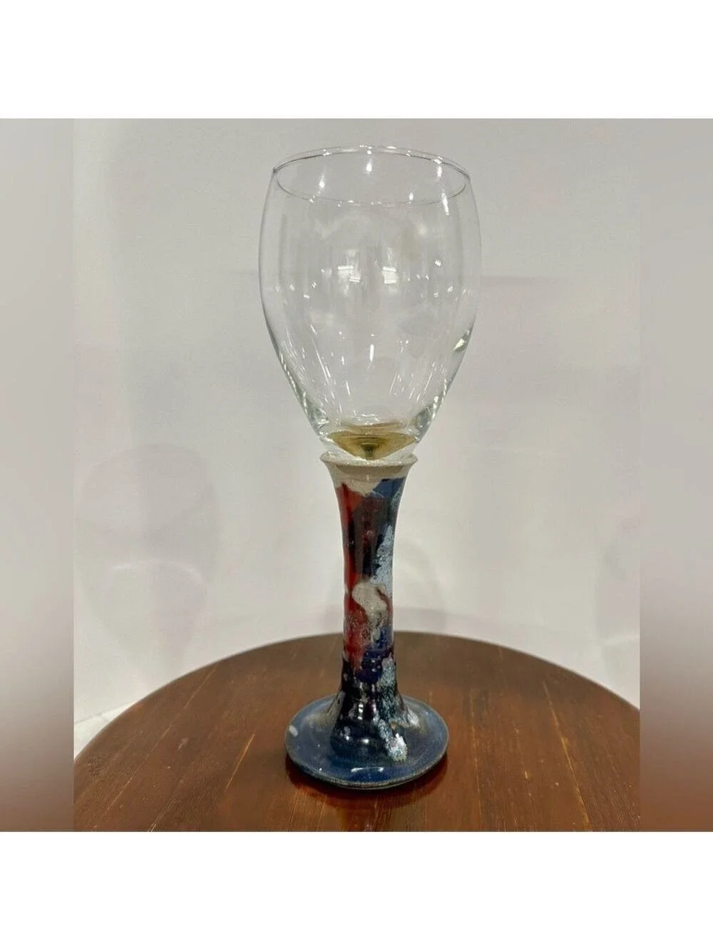 Buie Pottery Gatlinburg, Tennessee Signed Stoneware Wine Glass 9” tall. Like New